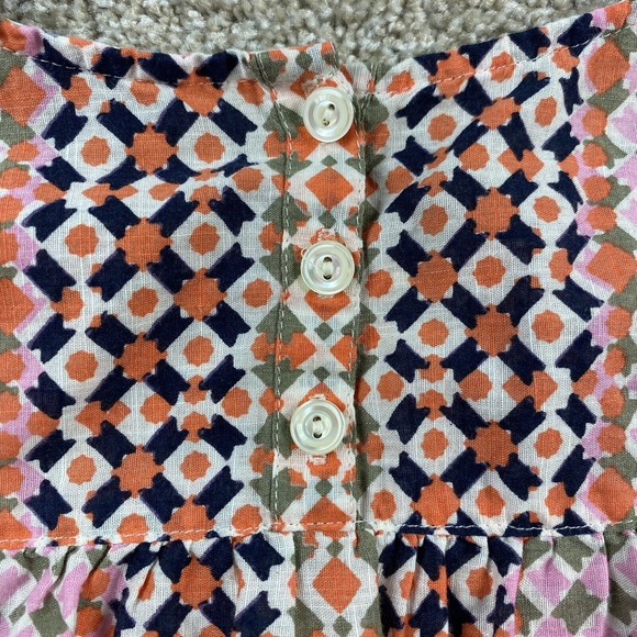 J. Crew Womens Top 4 Pink Orange Cotton Boho Geometric Hippie Lightweight - Picture 8 of 8